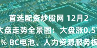 首选配资炒股网 12月21日A股大盘走势全景图:大盘涨0.57% BC电池、人力资源服务板块涨幅居前